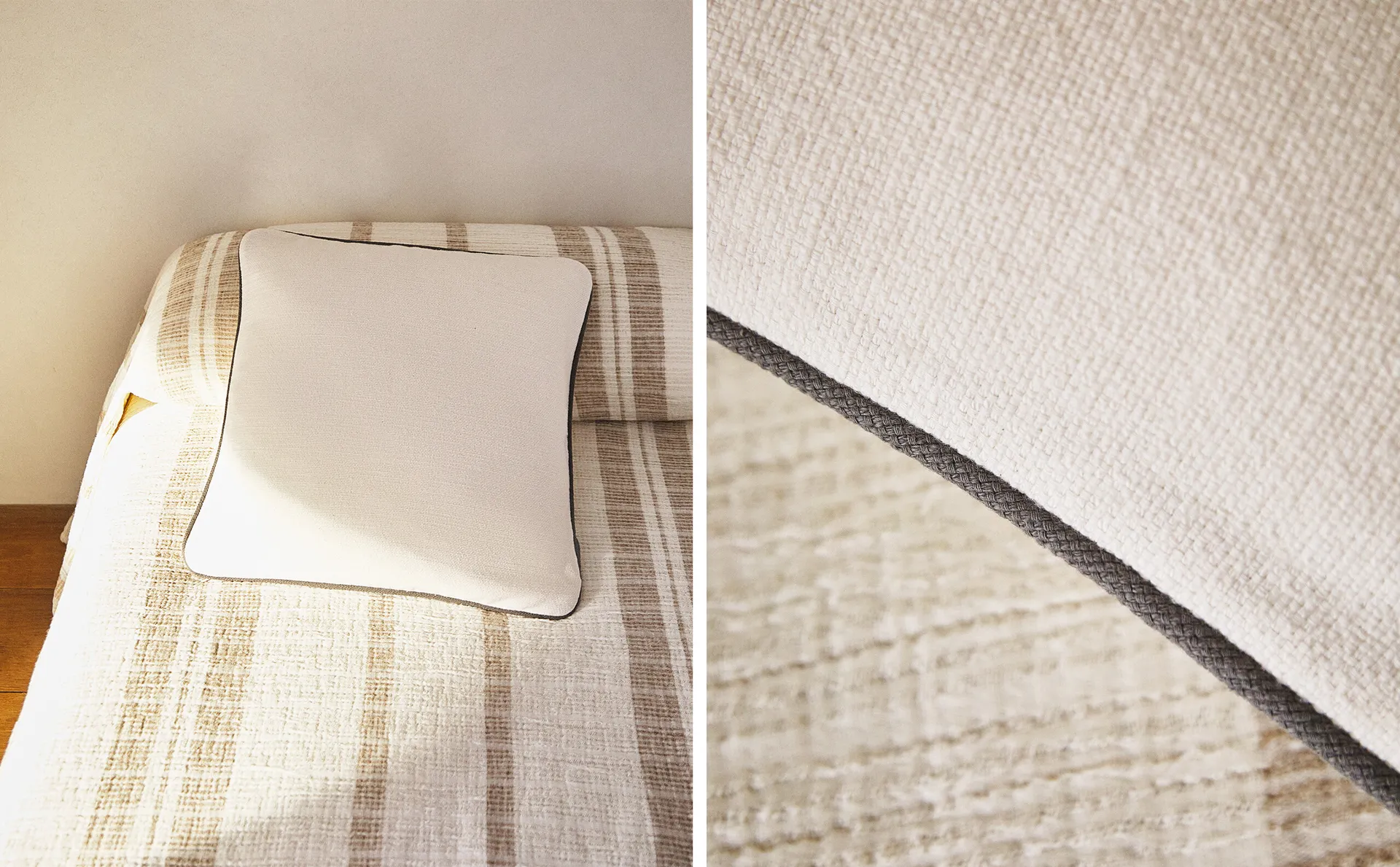 

Чехол на подушку с окантовкой Zara Home, цвет Oyster White