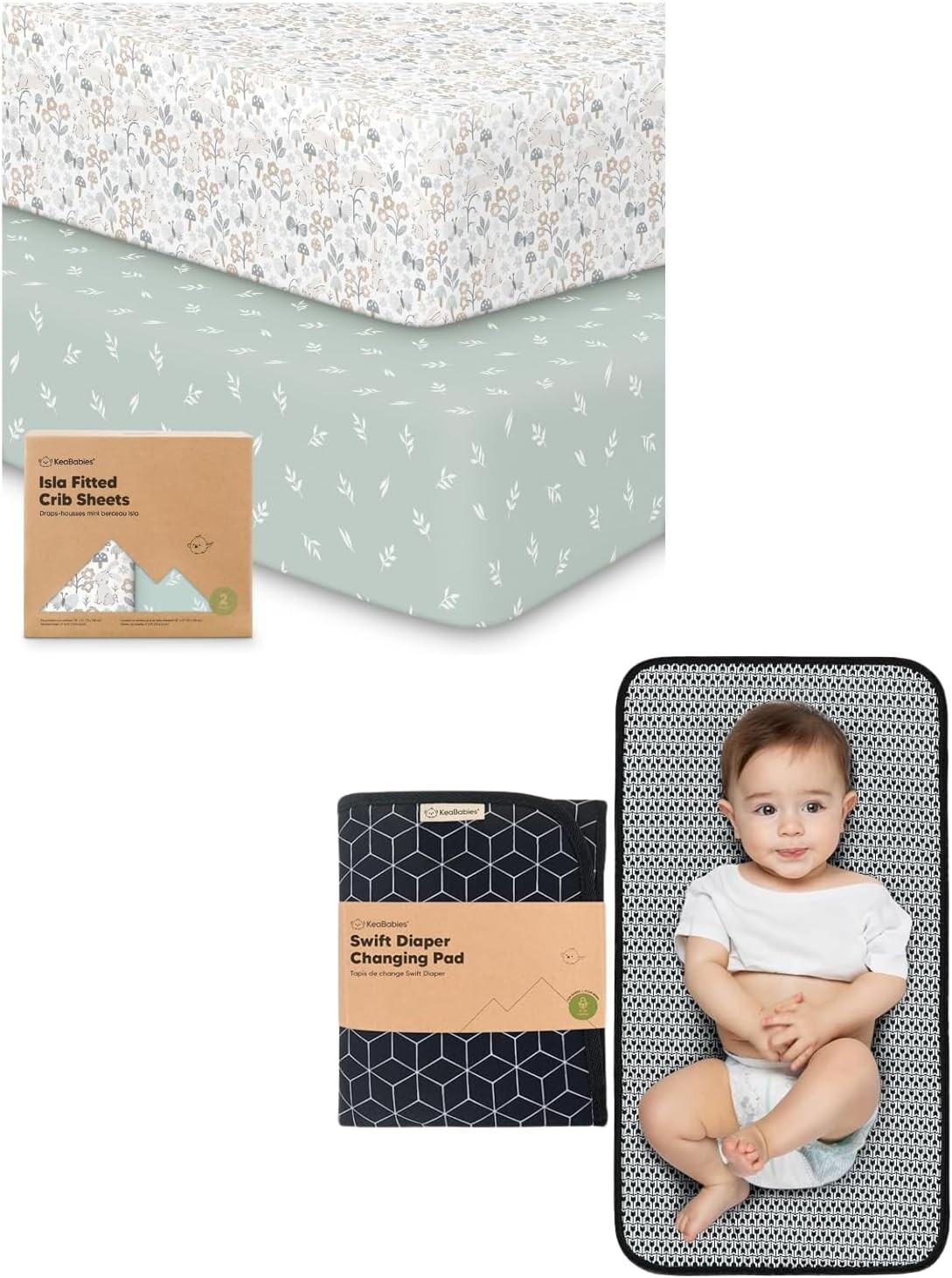 

Комплект из 2 простыней для детской кроватки Keababies для мальчиков