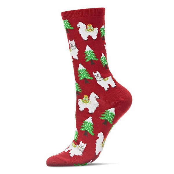 

Носки Llama trees holiday crew Memoi, Red