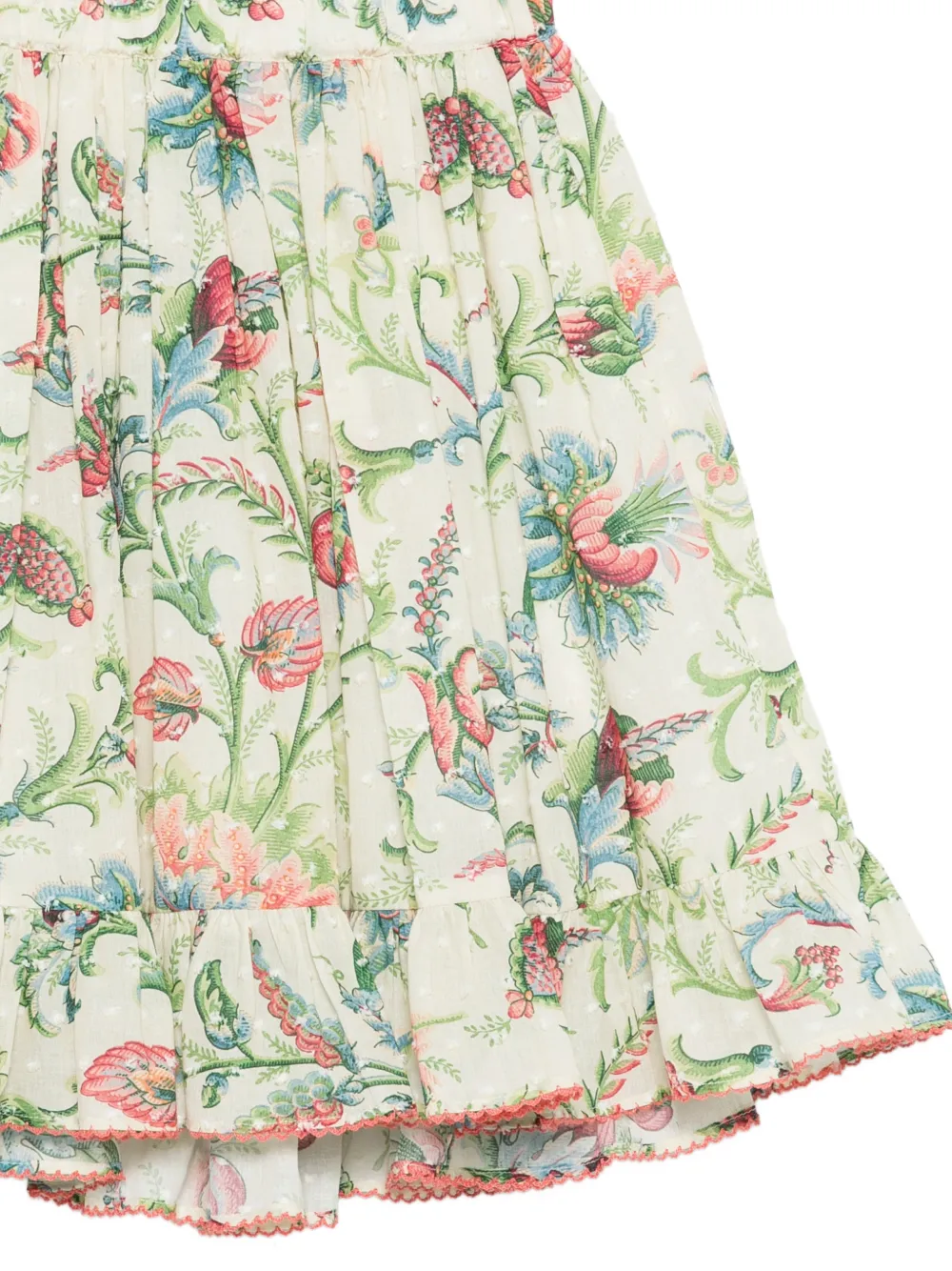 Юбка с цветочным принтом и оборками Etro Kids, бежевый — фото 3