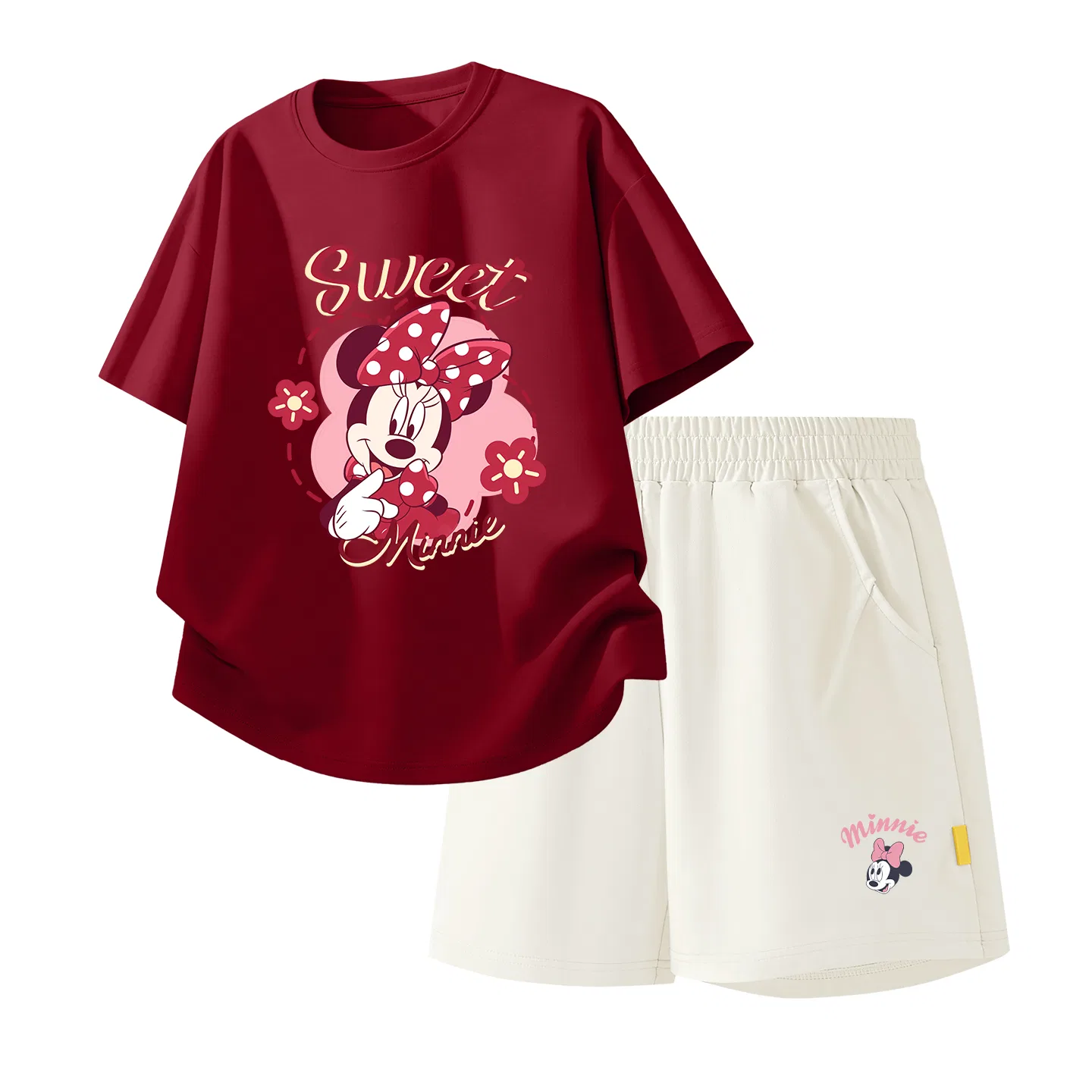 Детский спортивный костюм Casual Sportswear 2 Piece Set Disney, Di Flower Girl Garnet Red+Di Up Eye K_Bottom Right Mist White