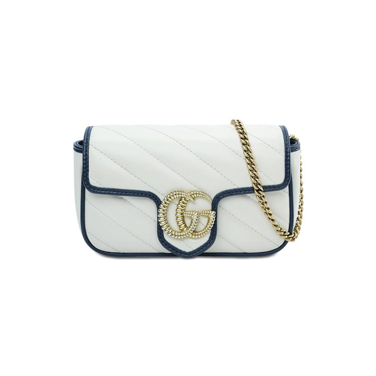 GUCCI GG Marmont Сумка через плечо Extra Mini из стеганой кожи для женщин, бело-голубая — фото 3
