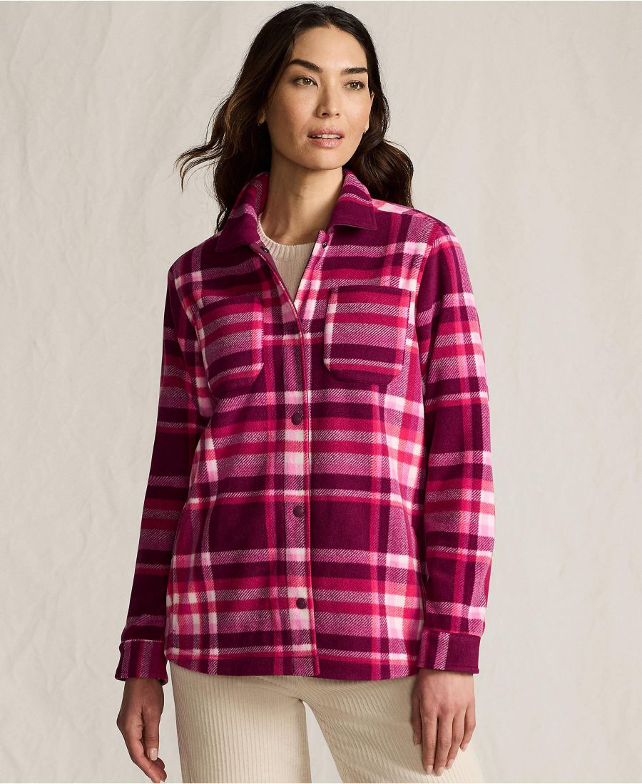 

Женская флисовая куртка с принтом для любой погоды Lands' End, Vivid plum/magenta plaid