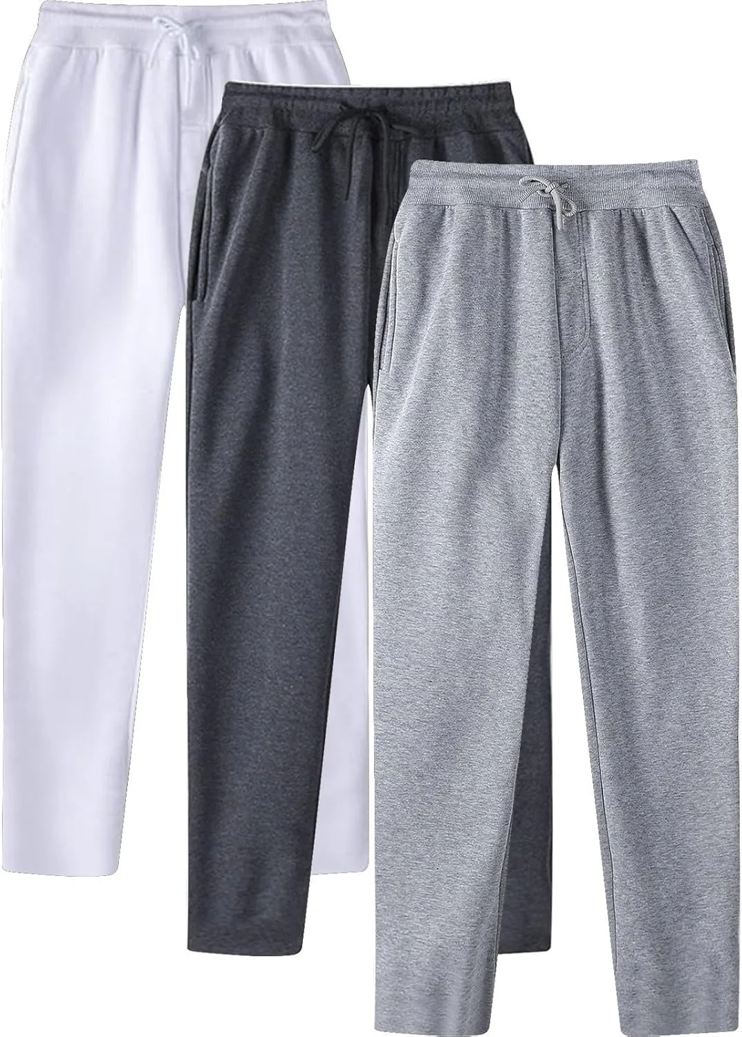 Мужские мешковатые флисовые широкие брюки sweatpants прямого кроя йога свободные открытые джоггеры однотонные мягкие для бега с открытым низом Generic, белый