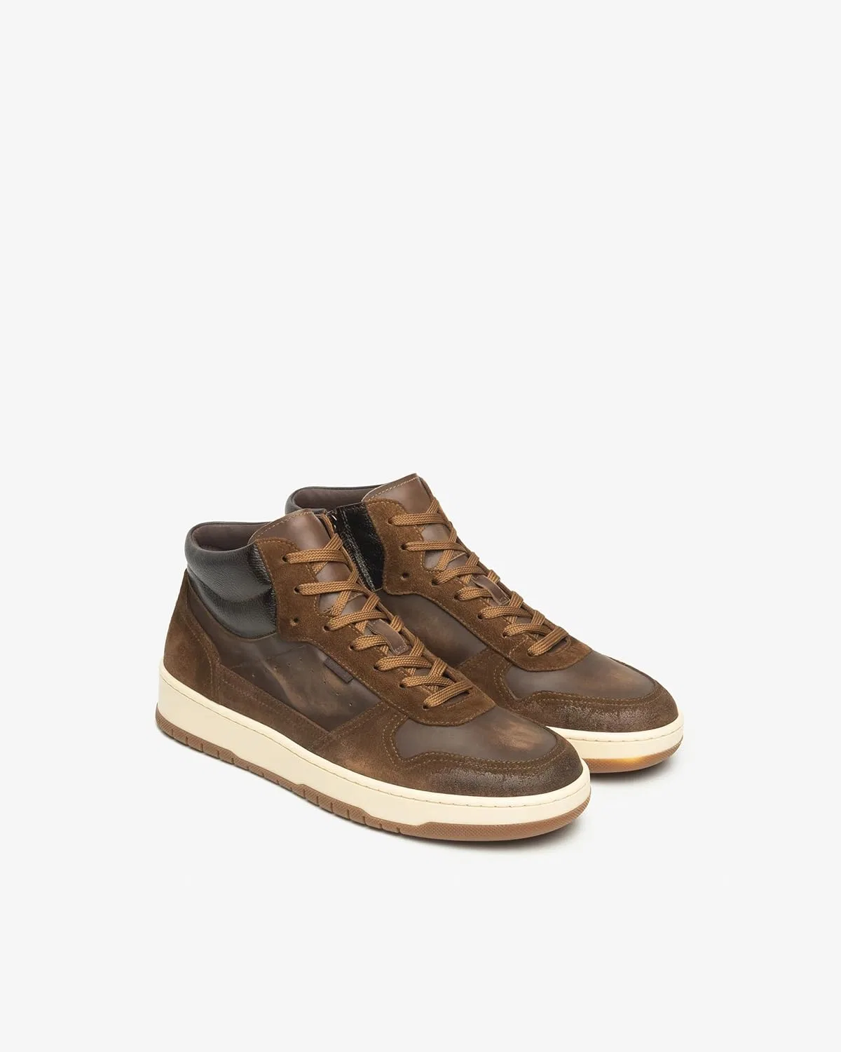 Мужские высокие кроссовки Nero Giardini I500911U из гладкой замши, Brown — фото 3