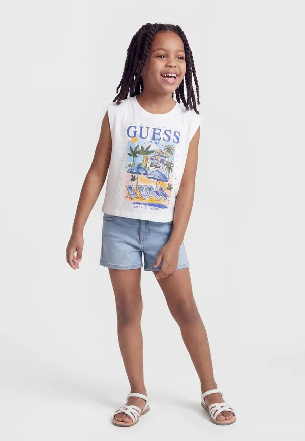 Топ Junior boxy top Guess, чисто-белый