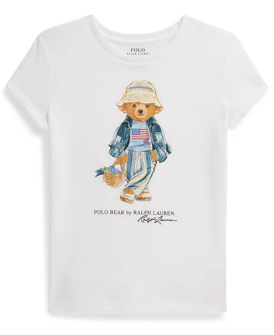 Футболка-поло с круглым вырезом для девочек 7-16 лет Polo Ralph Lauren, белый