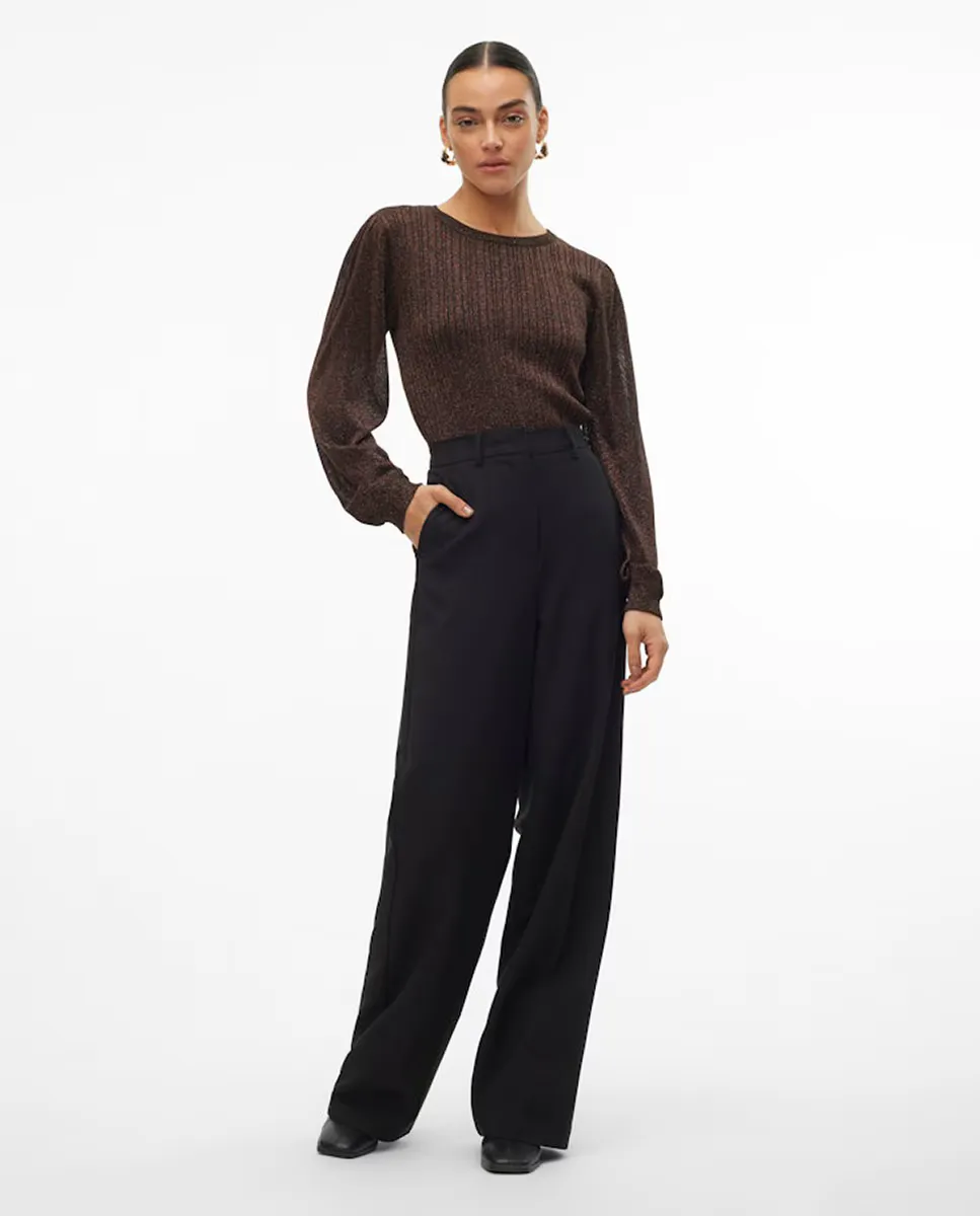 

Женский свитер тонкой вязки с длинными рукавами Vero Moda, коричневый