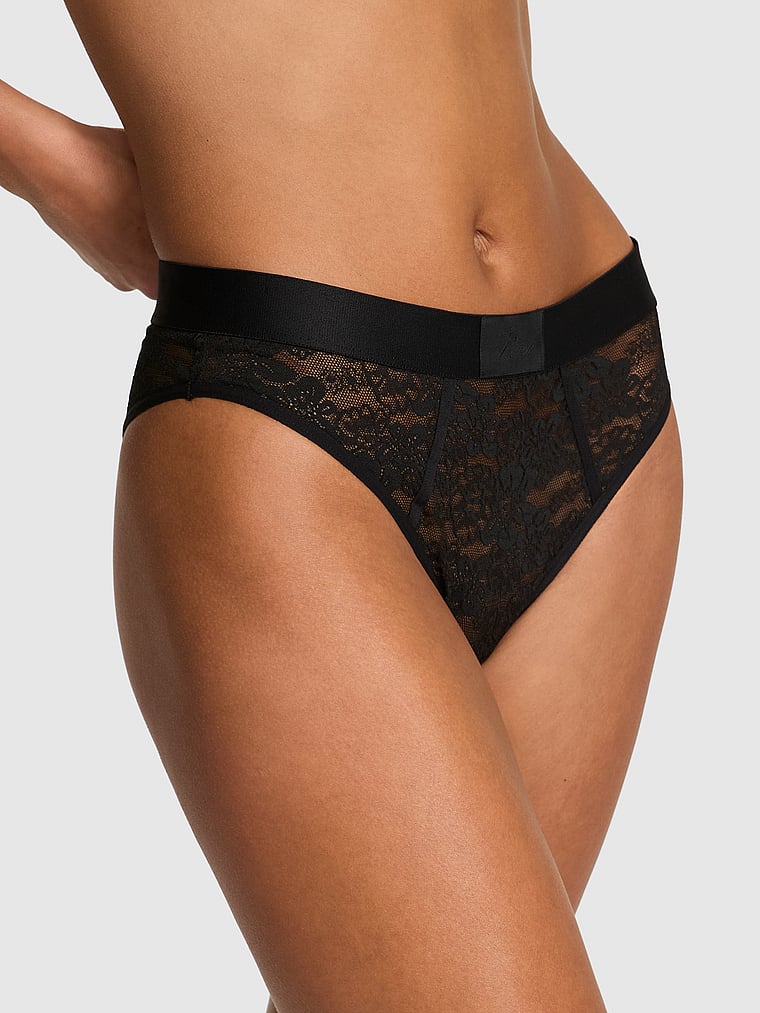 

Бразильские трусики с логотипом Lacie Pink, wink lace pure black