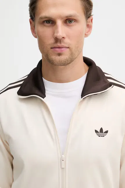 Толстовка на молнии хлопок Adidas Originals, бежевый — фото 4