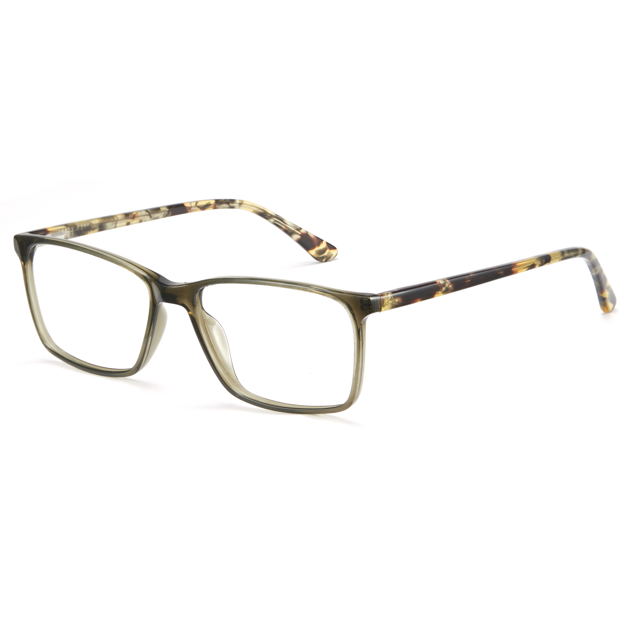 

CYXUS Ацетатная прямоугольная оправа для очков унисекс, Olive green frame tortoiseshell temple T10