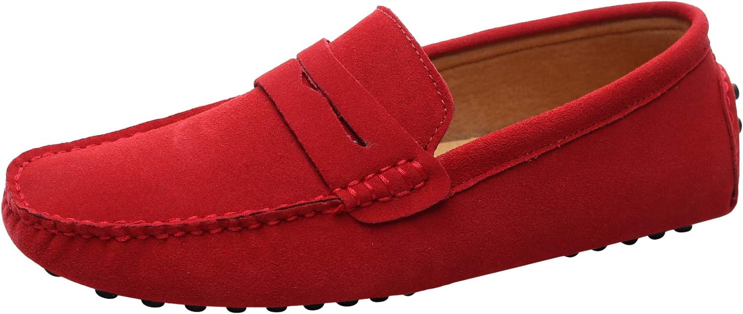 

Мужские замшевые кожаные лоферы ANUFER, удобные мокасины, красный