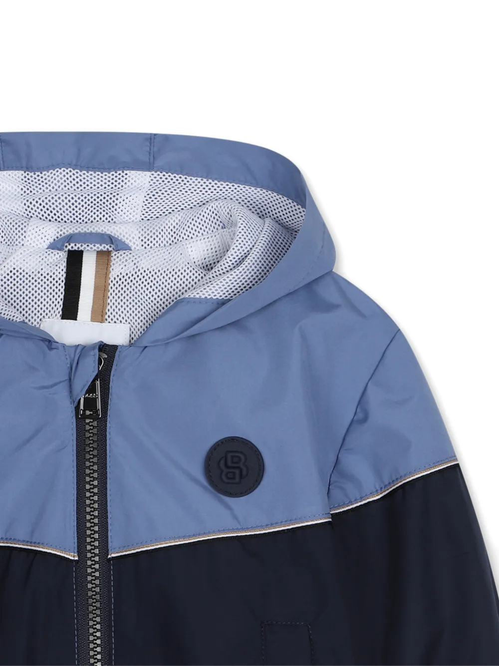 Пальто в стиле колор-блок с капюшоном BOSS Kidswear, синий — фото 3