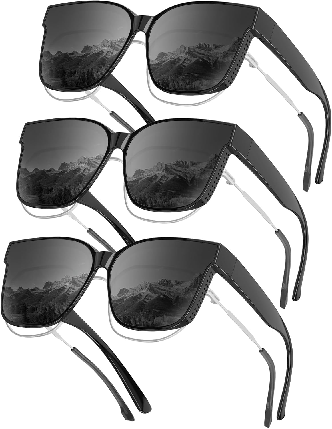 

Очки ночного видения KALIYADI, антибликовые очки для вождения в ночное время для женщин: надеваются поверх обычных очков для женщин и мужчин, линзы HD, Glossy Black+glossy Black+glossy Black