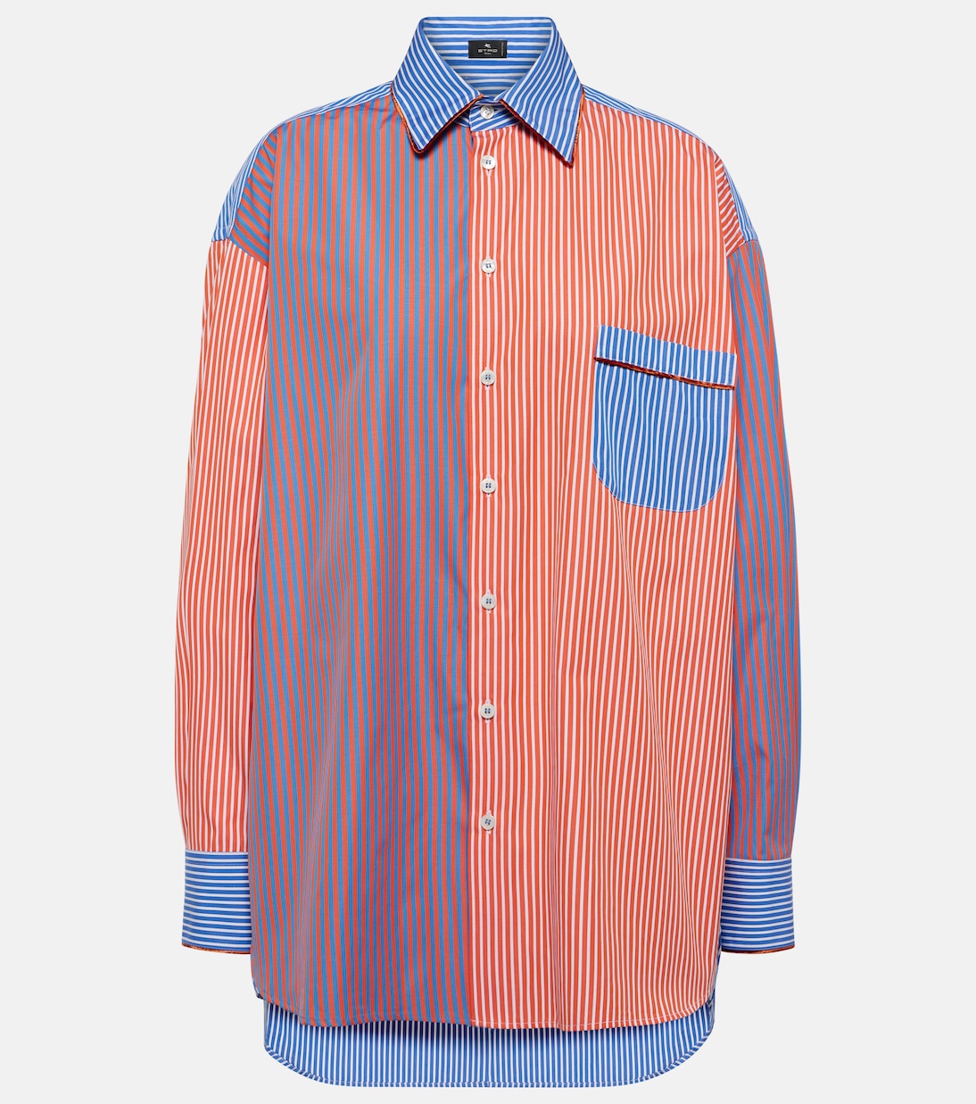 Полосатая хлопковая рубашка Etro, Red/Blue
