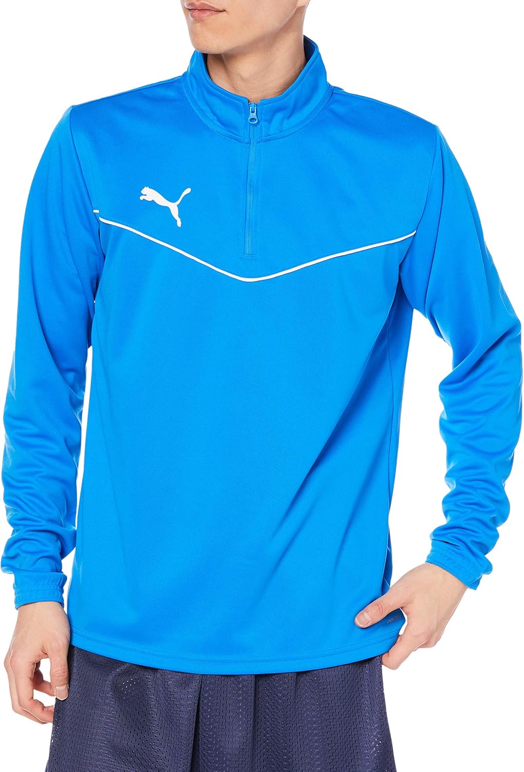 

Мужская водоотталкивающая, быстросохнущая футболка с длинным рукавом PUMA TEAMRISE с застежкой-молнией на четверть длины 657643, синий