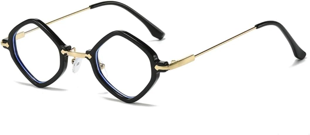 

Ретро-солнцезащитные очки для женщин с маленьким многоугольным оправой, модные, с прозрачными линзами с градиентом, защита от УФ-излучения UV400, для мужчин в стиле панк VFDHN, Black Clear