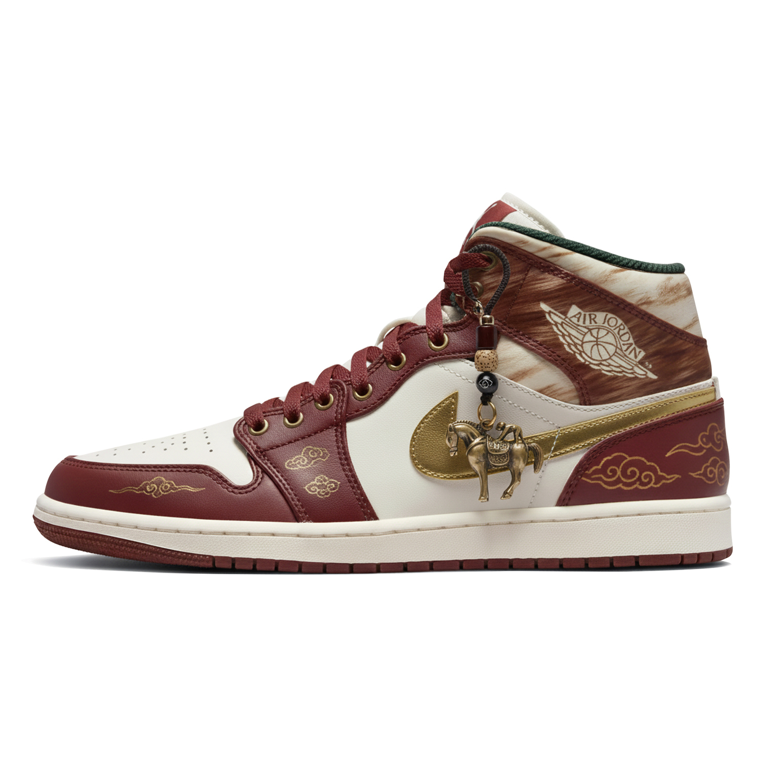Кроссовки Air 1 Vintage Unisex Mid top Red Jordan, бордовый — фото 4