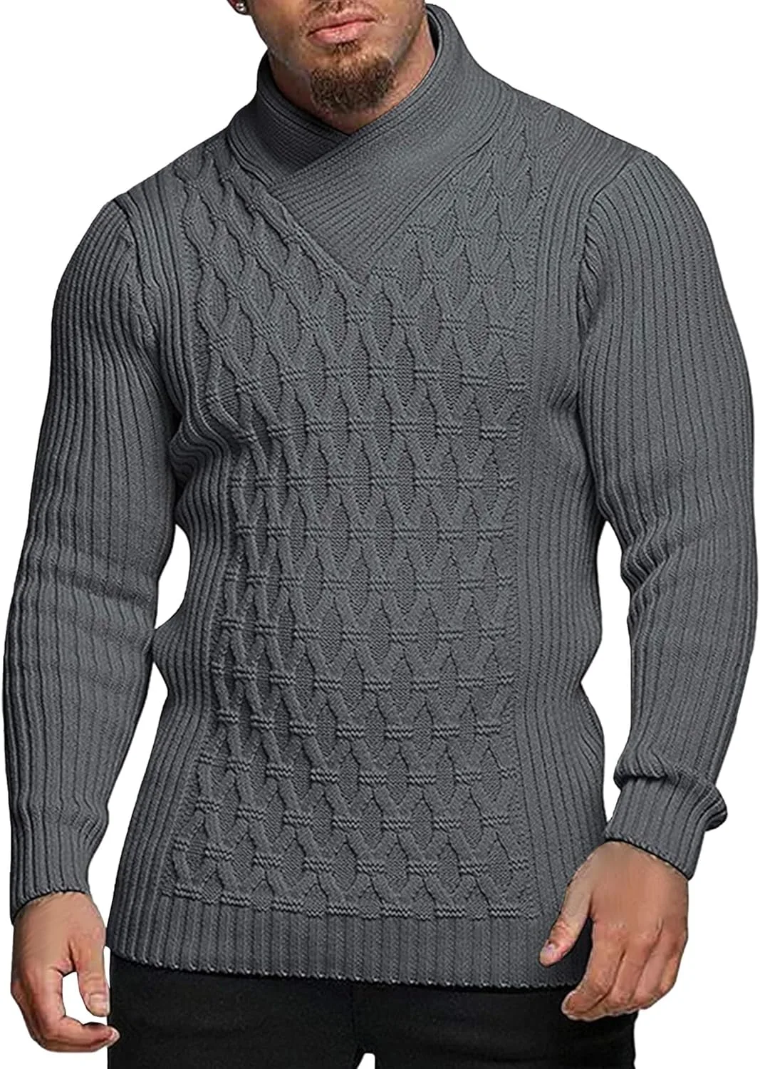 

Мужской пуловер с шальным воротником, модный свитер с ромбовидной вязкой JEShifangjiusu