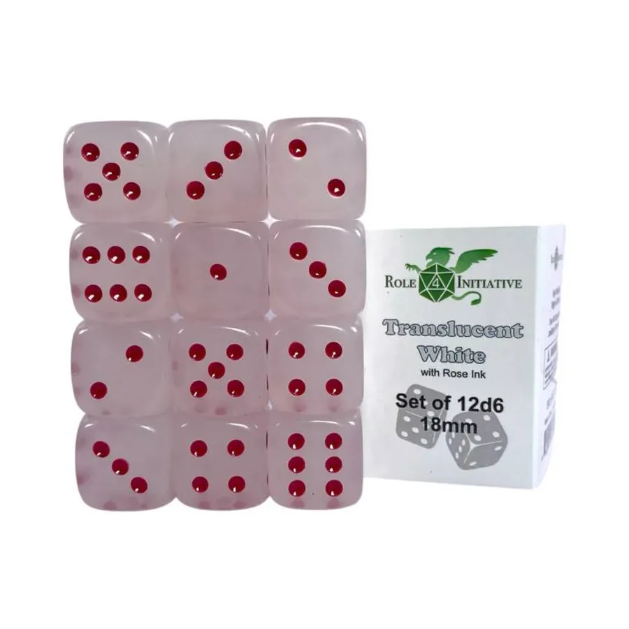 

d6 18 мм, полупрозрачный белый с розовым (12), Game Dice - Translucent (Role 4 Initiative)