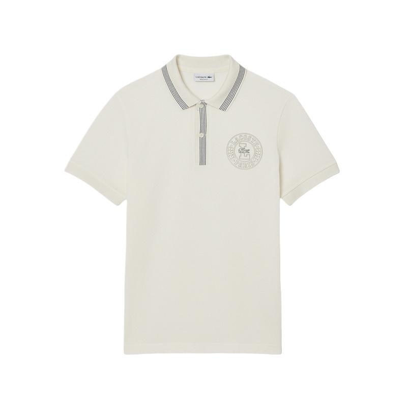 

Поло с принтом в виде бейджа LACOSTE, Ecru, Бежевый, Поло с принтом в виде бейджа LACOSTE, Ecru
