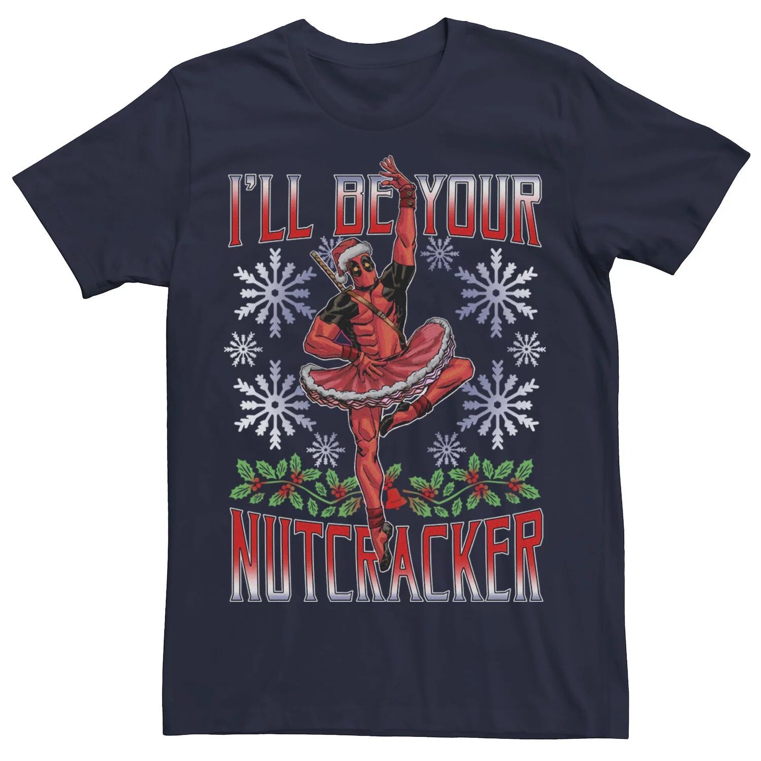 

Мужская праздничная футболка Deadpool Nutcracker Ballerina Santa Marvel