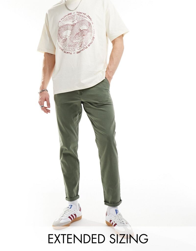 

Зауженные чиносы хаки ASOS DESIGN
