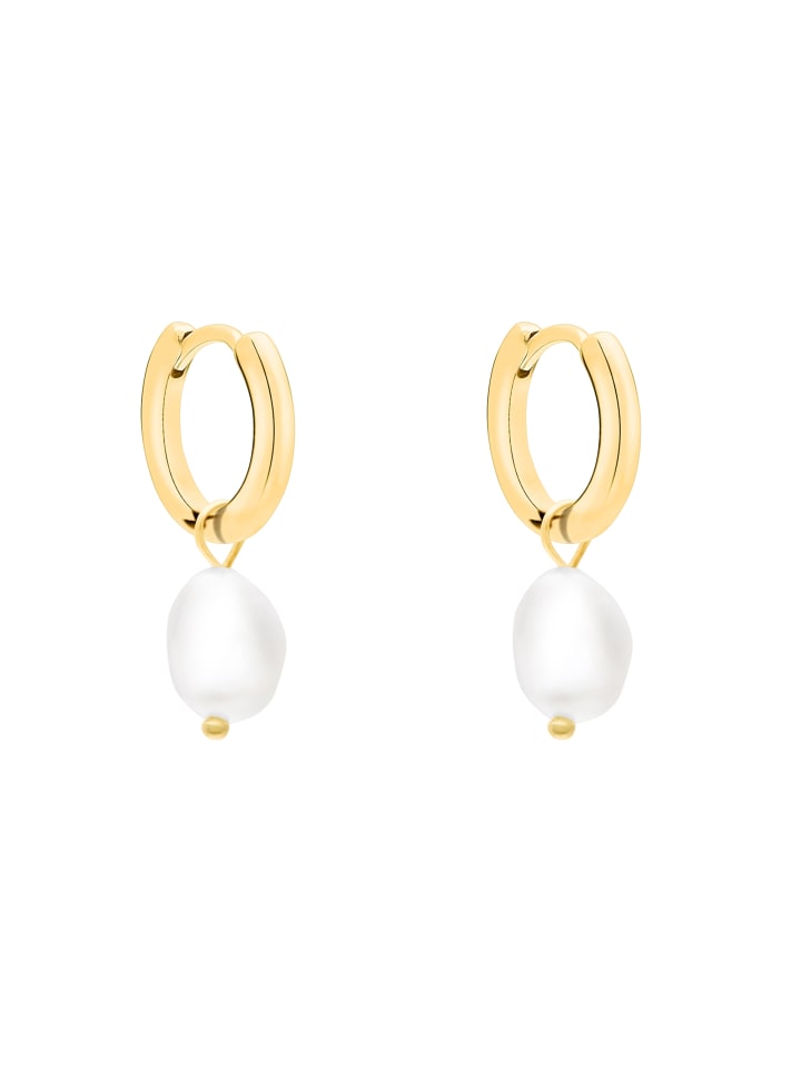 

s.Oliver Серьги-кольца из нержавеющей стали с декоративной жемчужиной золотистого цвета