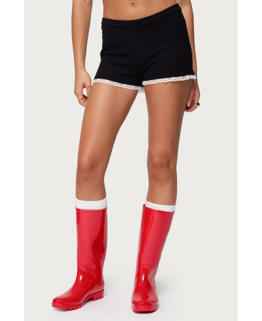 

Женские вязаные микрошорты Sansa Lacey Edikted, Black