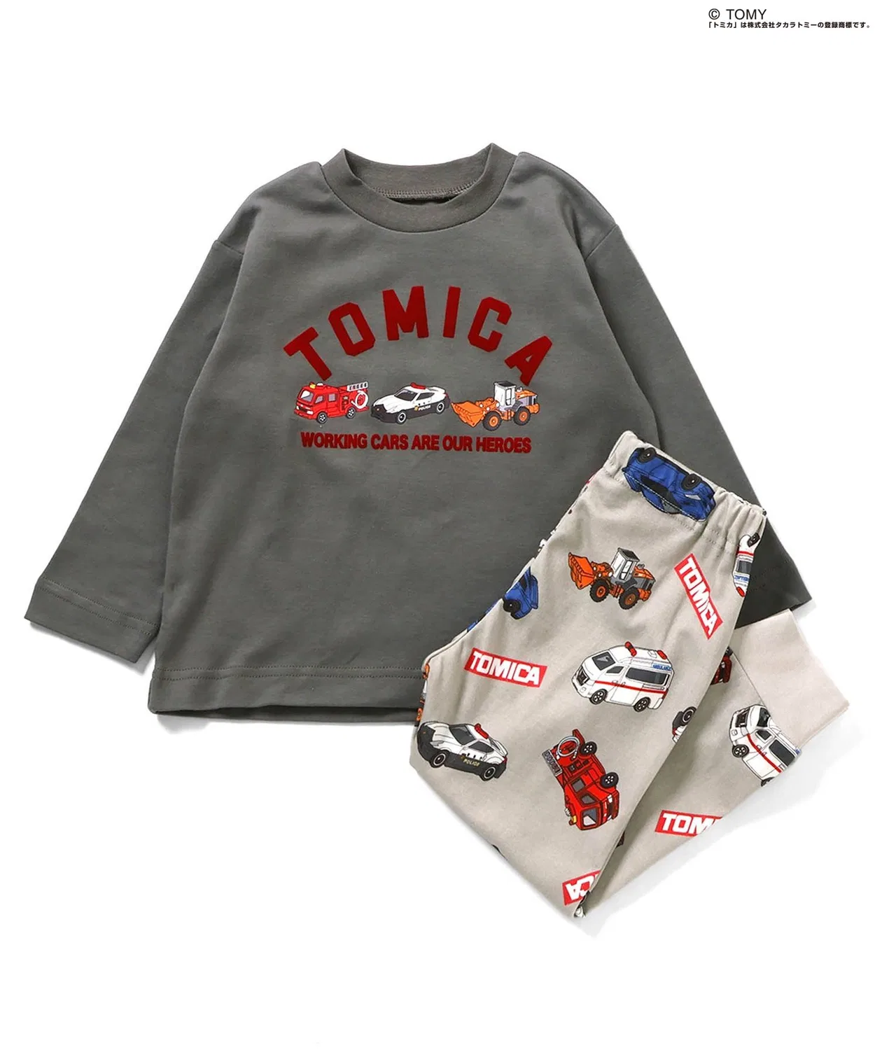 Пижама TOMICA с принтом, длинный рукав, угольный