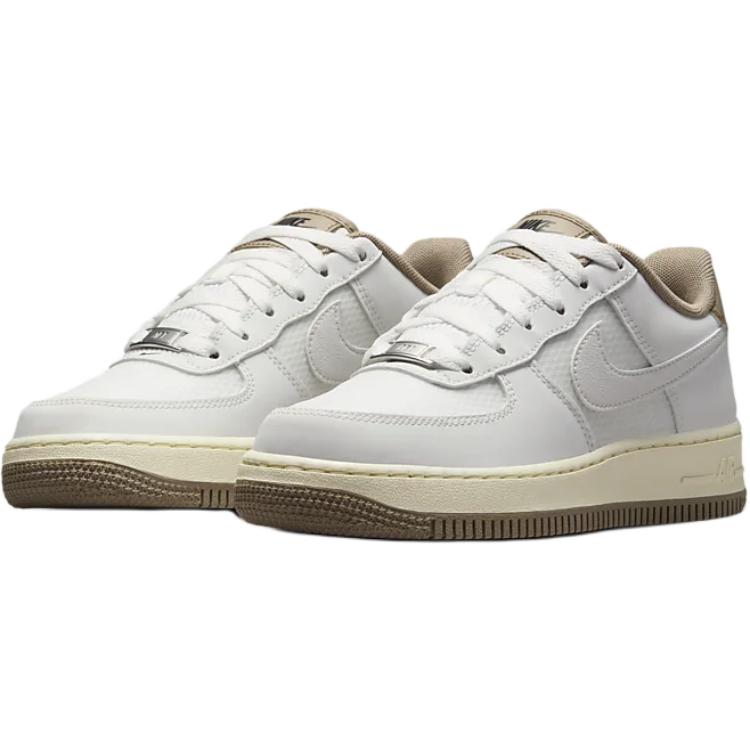 Кроссовки для скейтбординга Nike Air Force 1 противоскользящие износостойкие низкие детские бело-зеленые, Mountain Peak White/Khaki/Coconut Milk/Mountain Peak White — фото 3