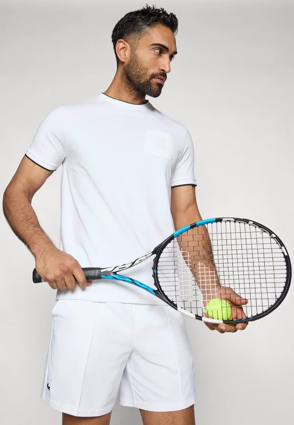 Рубашка с карманом, футболка с винтажным принтом Lacoste Sport, White — фото 4