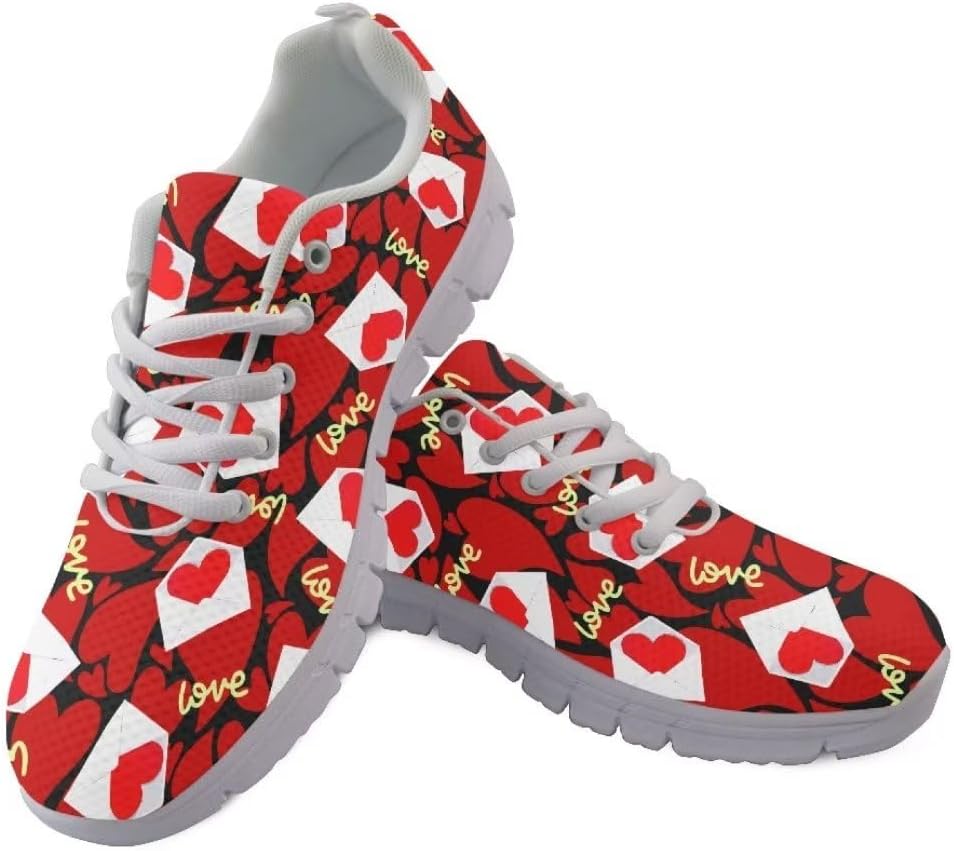 

Женские кроссовки Jeiento Fashion для прогулок на открытом воздухе, дышащие сетчатые кроссовки для тренировок и повседневной носки, мужские спортивные беговые кроссовки, обувь на День святого Валентина, красный