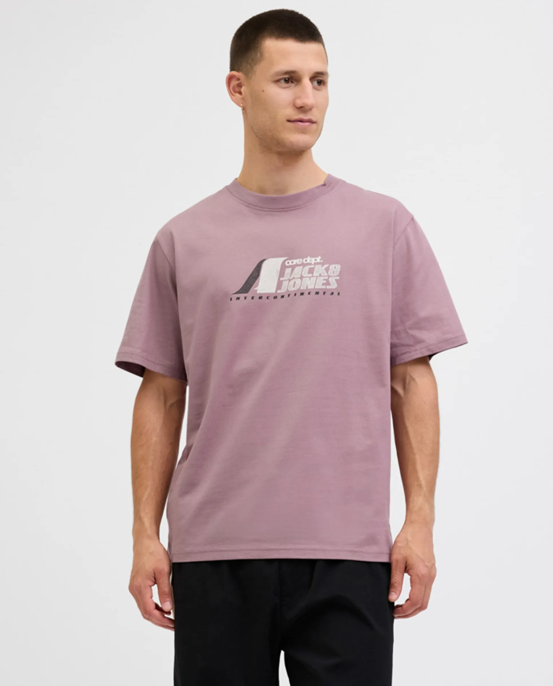 

Мужская футболка с коротким рукавом и принтом на груди Jack & Jones, фиолетовый