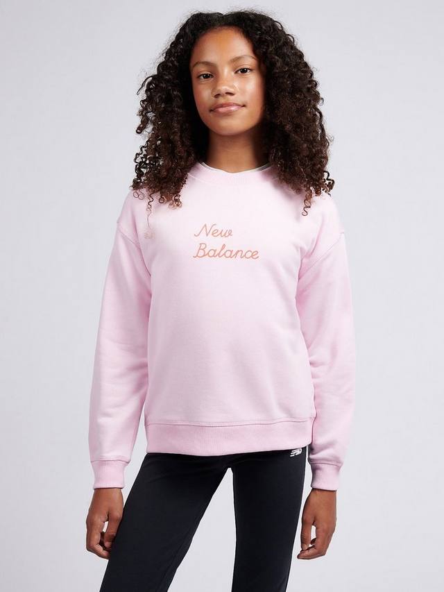 

Детский свитшот из хлопковой смеси с принтом на спине New Balance, Light Raspberry