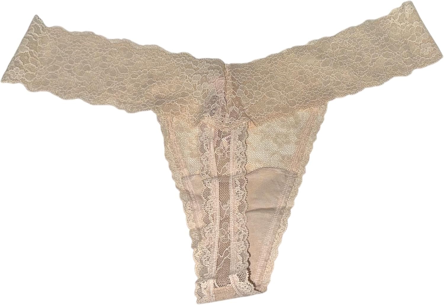 Трусики-стринги Victoria's Secret All Over Lace, цвет Beige/Marzipan — фото 4