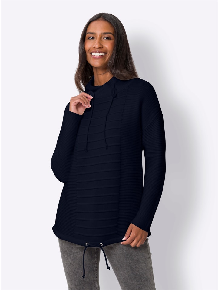 

Свитер с воротником-стойкой темно-синего цвета Heine