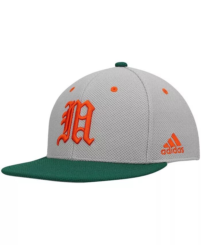 

Мужская серо-зеленая бейсбольная бейсбольная кепка Miami Hurricanes Adidas, серый