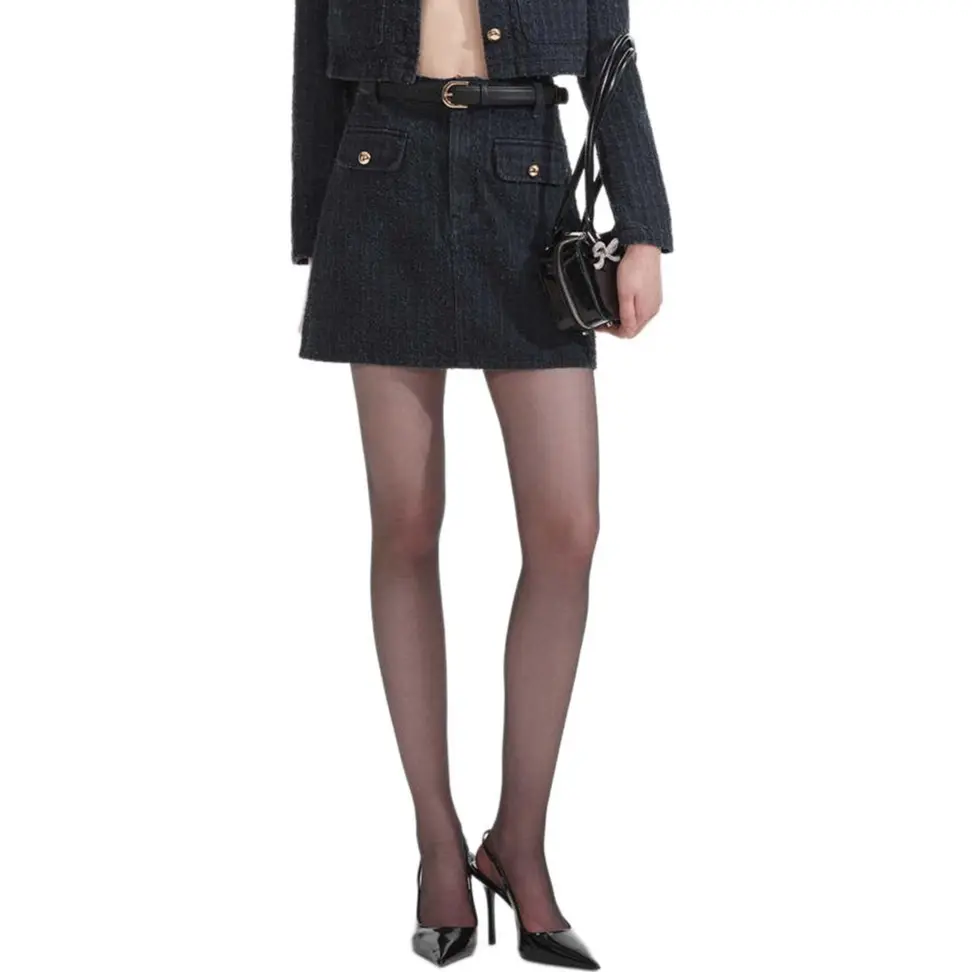 

Self-portrait Джинсовая короткая юбка женская классическая black