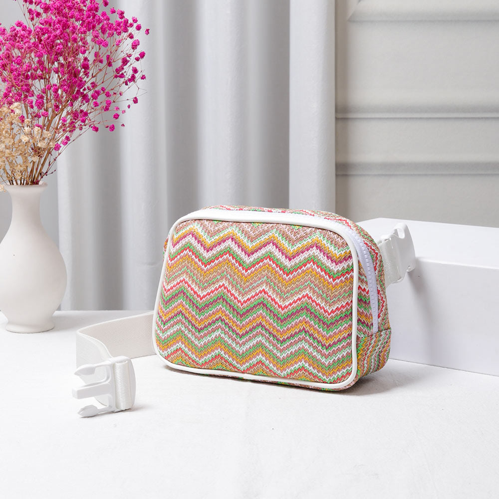 

Зигзагообразный узор в виде шеврона из соломки Сумка через плечо Поясная сумка FASHNZFAB, мультиколор