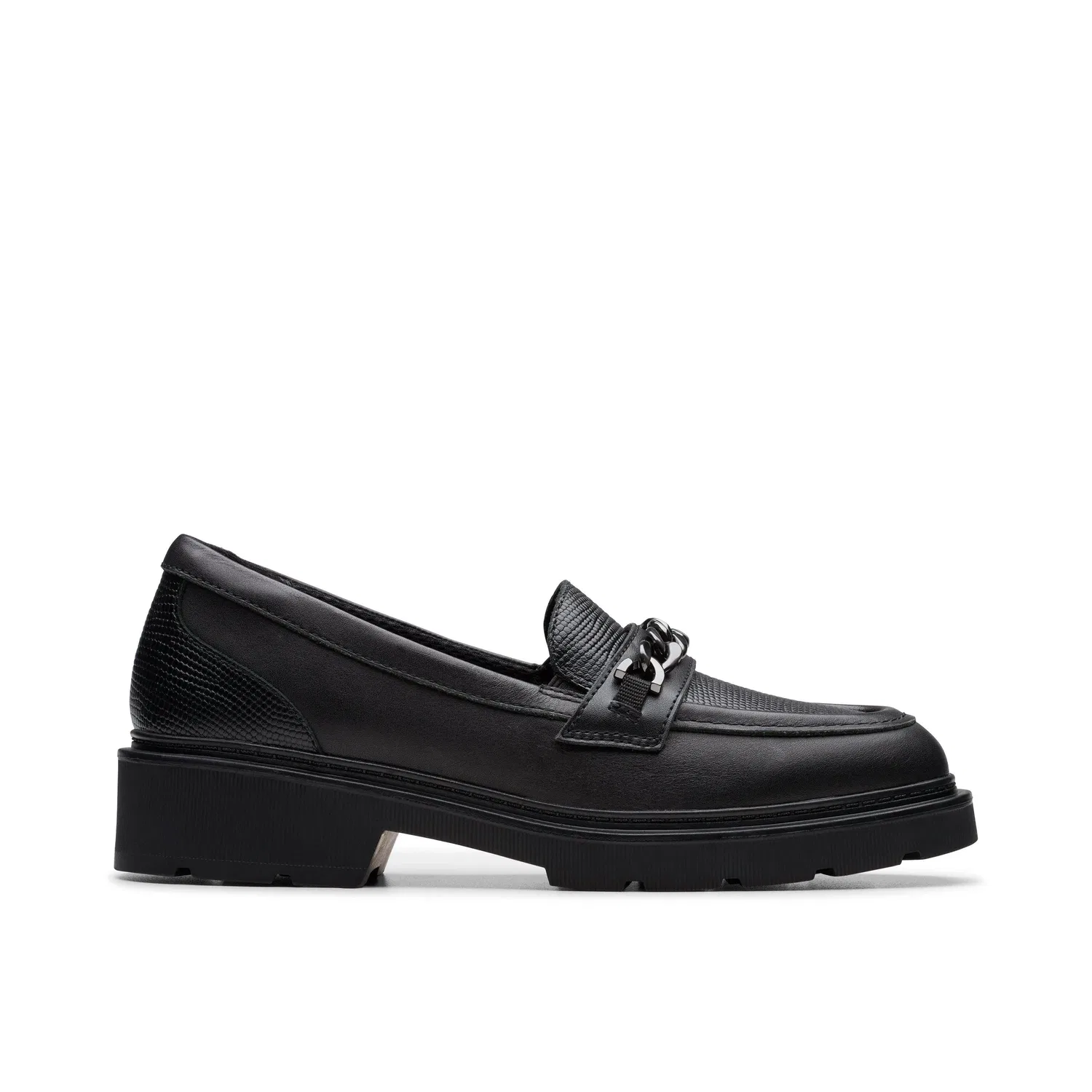 Лоферы Clarks Eris Edge Youth для девочек, черные, с рифленой подошвой