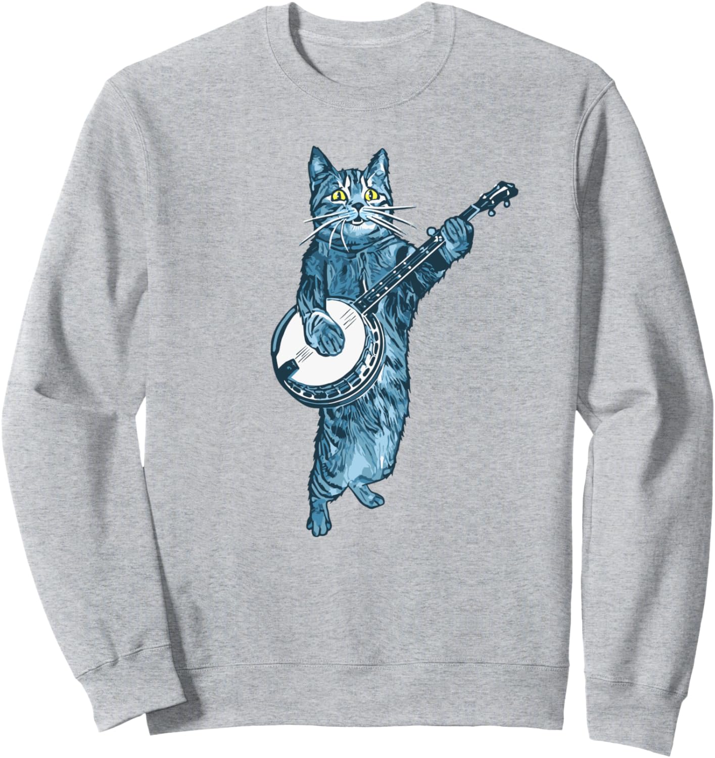 

Забавная толстовка в винтажном стиле с изображением котенка, играющего в стиле блюграсс, кантри и фолк Giant Step Design Co., Ltd., серый