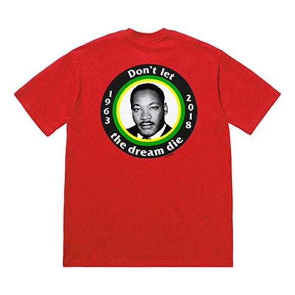

Футболка ss18 mlk dream tee red gold short sleeve Supreme, красный