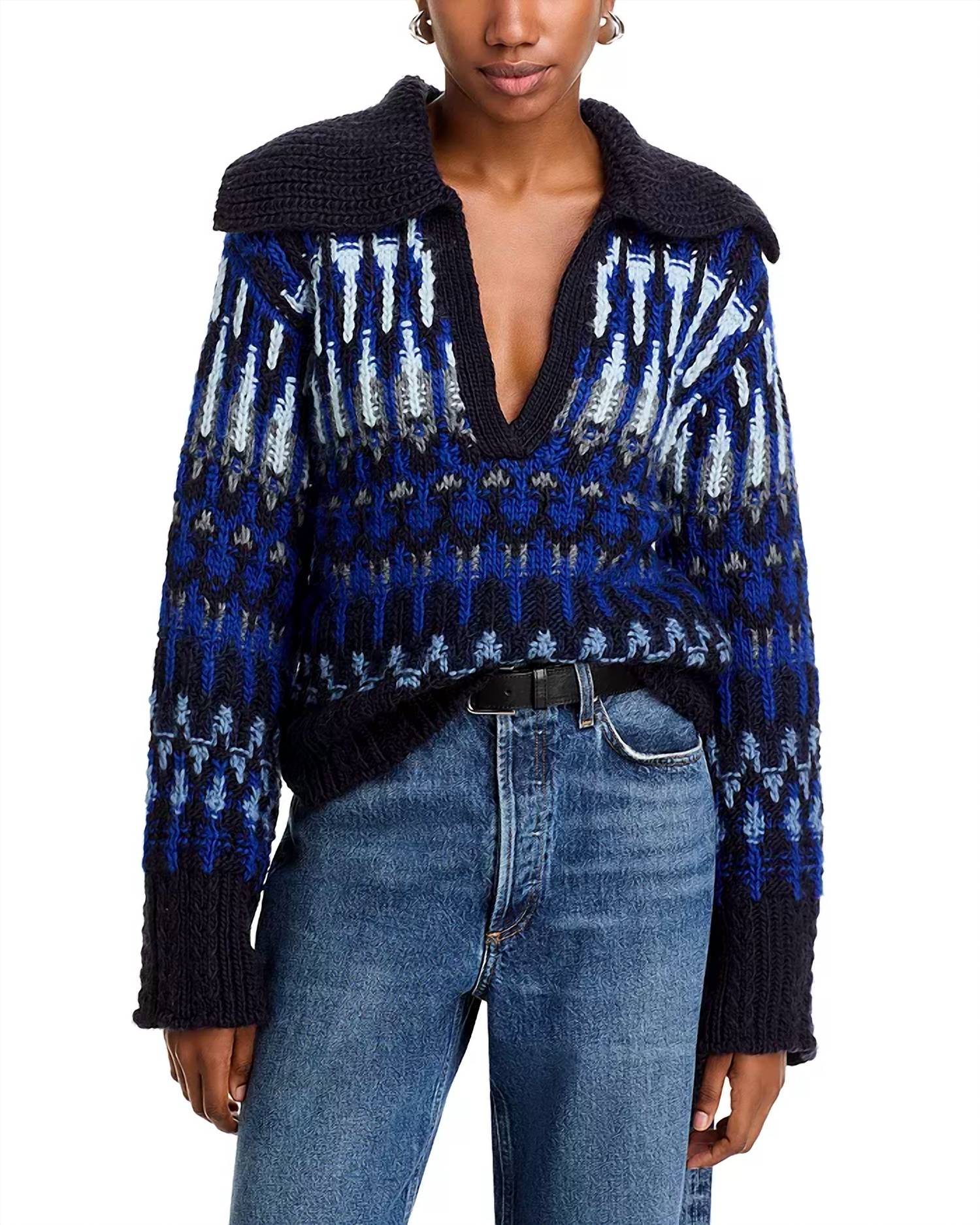 

Свитер Augustus In Lapis Combo Fairisle Ramy Brook