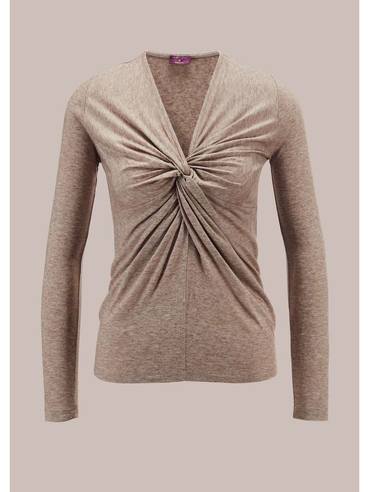 

MADELEINE Футболка с узлом, серо-бежевого/меланжевого цвета, Бежевый, MADELEINE Футболка с узлом, серо-бежевого/меланжевого цвета