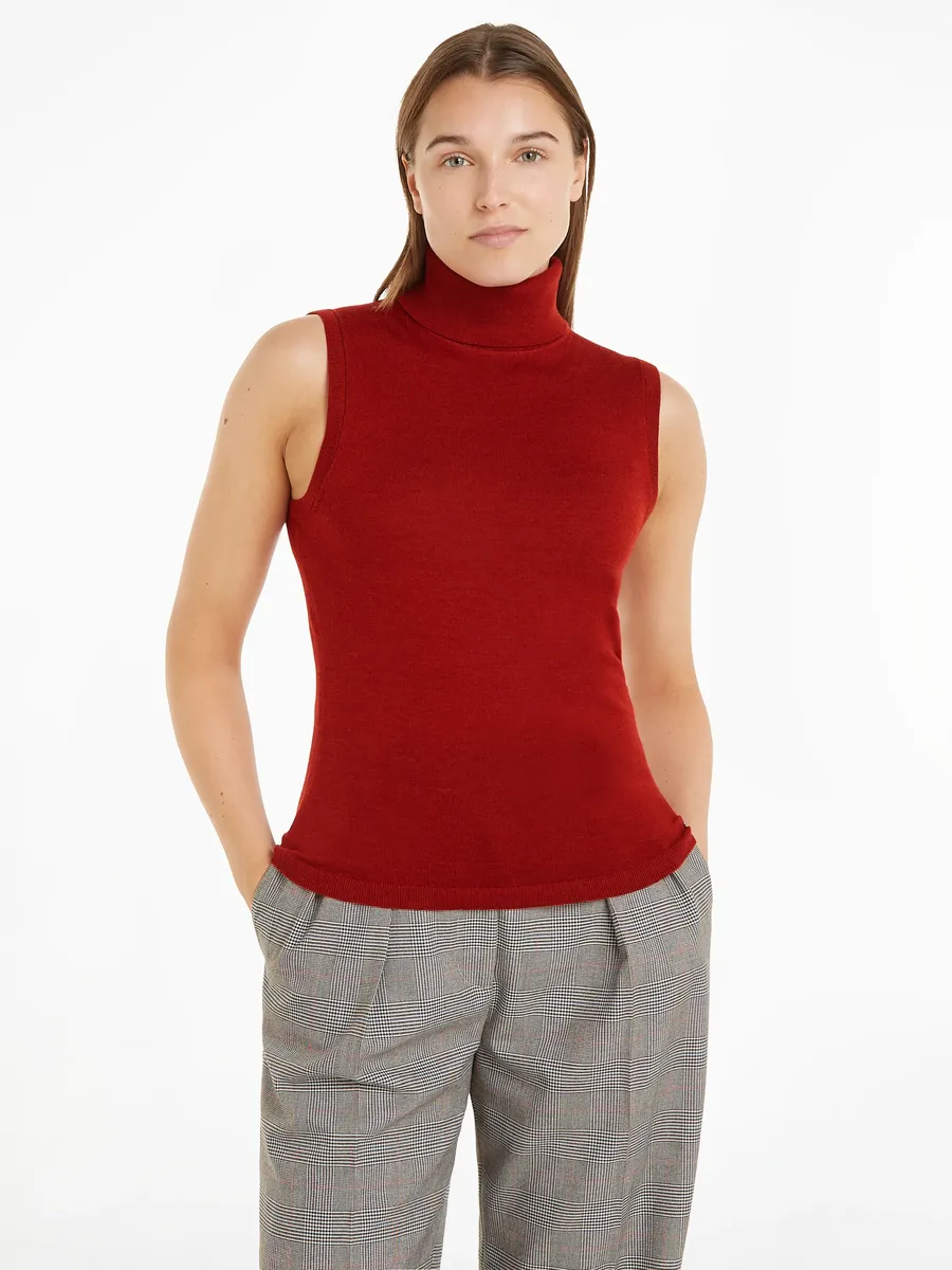 

Вязаный свитер Tommy Hilfiger "MERINO SLEEVELESS SWT TANK" с фирменным лейблом Tommy Hilfiger, цвет Dark Magma