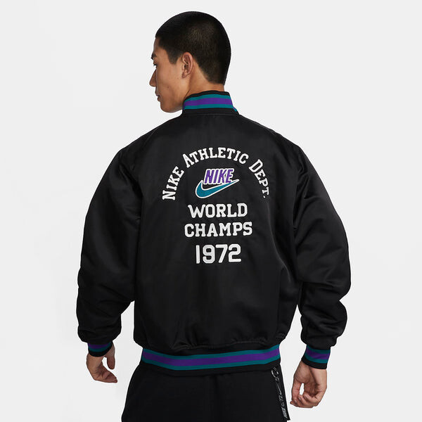 Куртка землянка свободная атласная куртка Nike, черный — фото 4