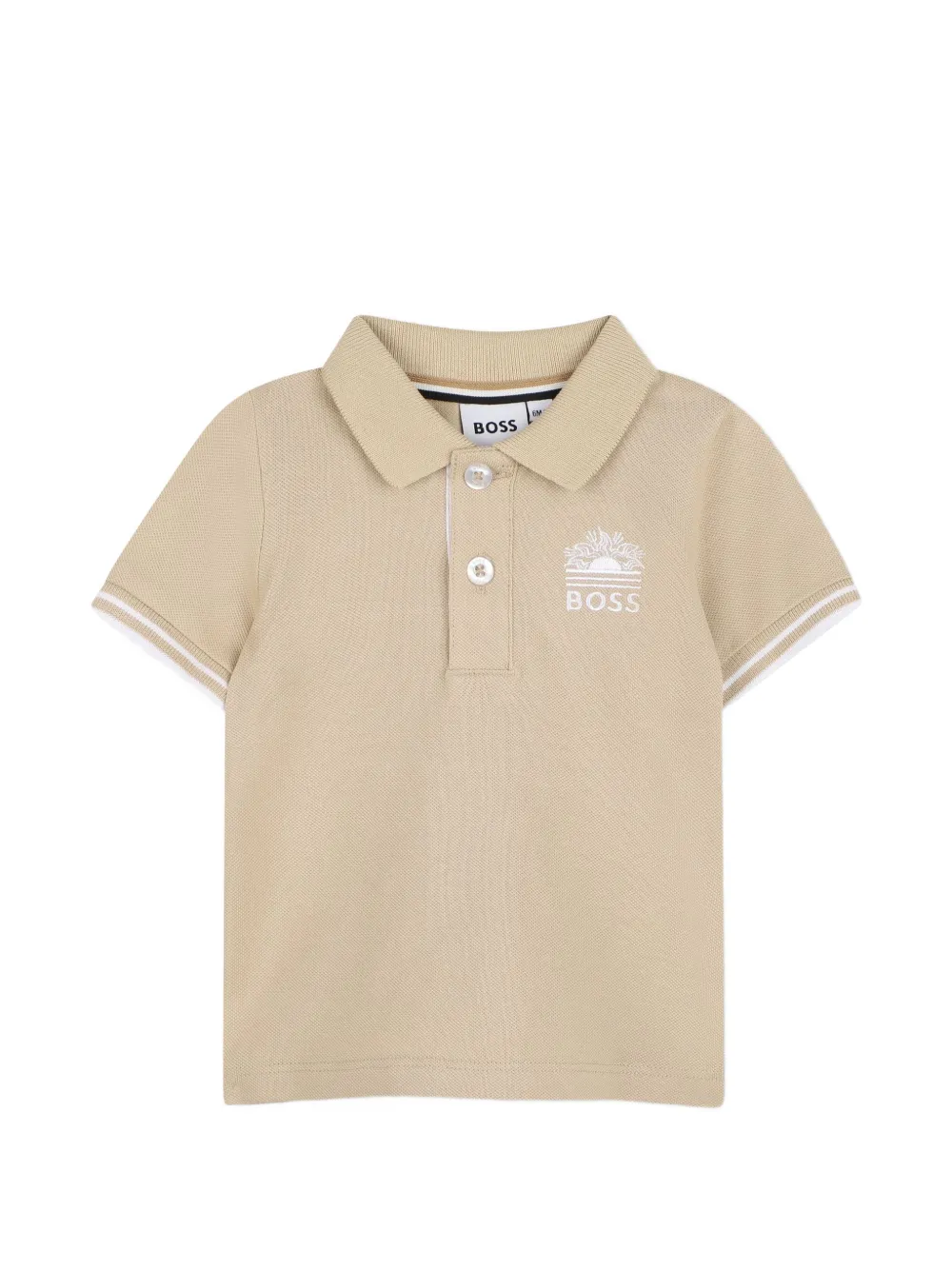 Комплект из рубашки поло и шортов Boss Kidswear, бежевый — фото 3