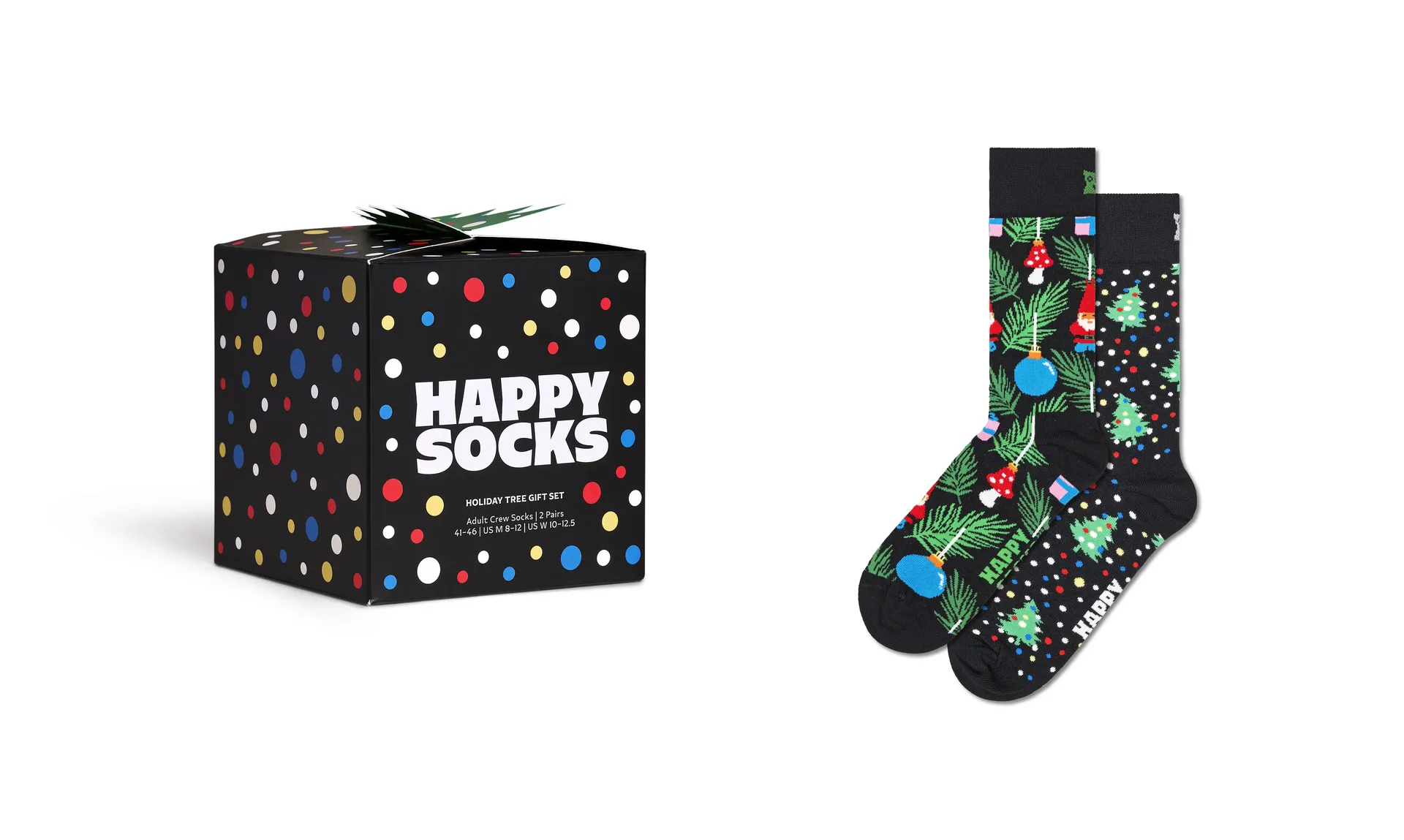 

Длинные носки Happy Socks (коробка, 2 шт.), с рождественскими мотивами, черный