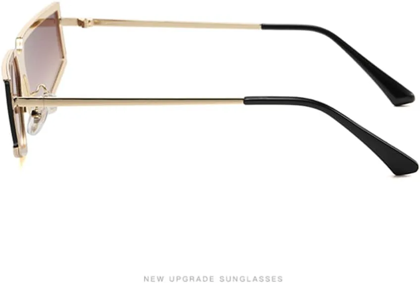 

Солнцезащитные очки в металлической оправе для женщин, модные и мужские, винтажные, в стиле стимпанк, с защитой от УФ-излучения UV400 TOIPASTN, Gold Black